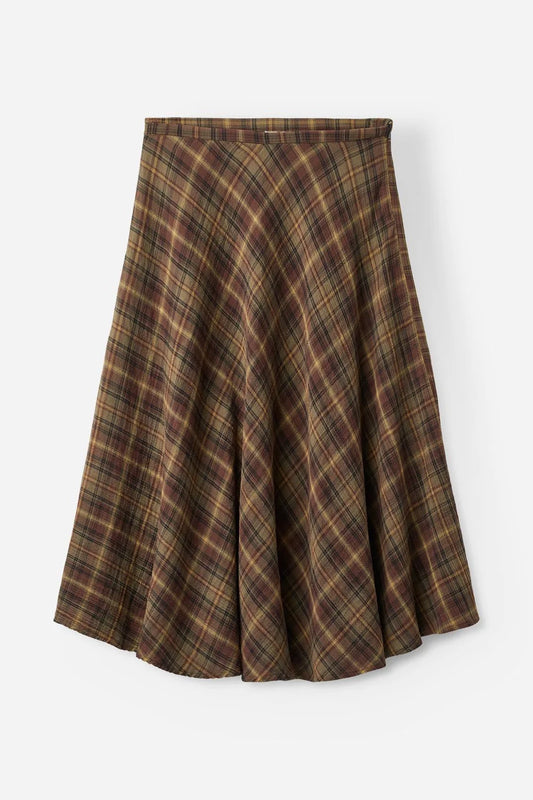 Mary Checked Skirt Army Brown