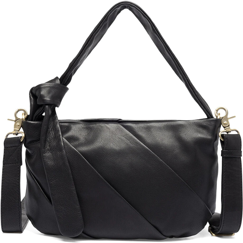 15712 Depeche Medium Leather Bag with Knot Detail Black