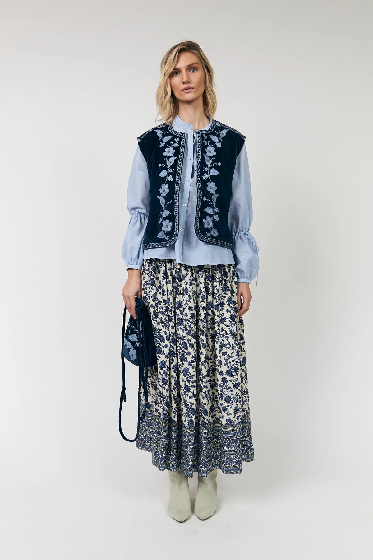MyraLL Maxi Floral Skirt Blue