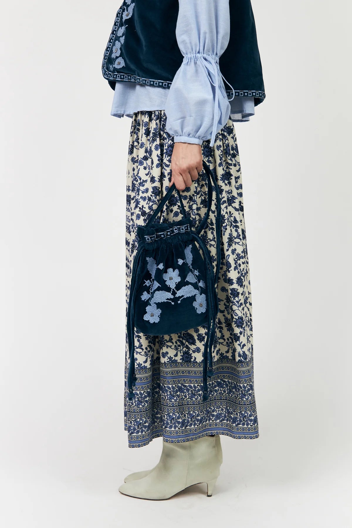 MyraLL Maxi Floral Skirt Blue