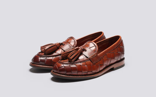 Renee Woven Calf Leather Loafer Tan