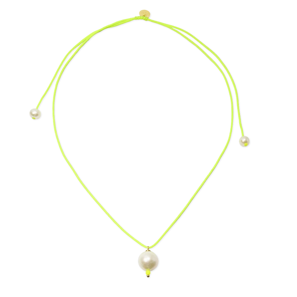 One Pearl Necklace on Coloured Cord