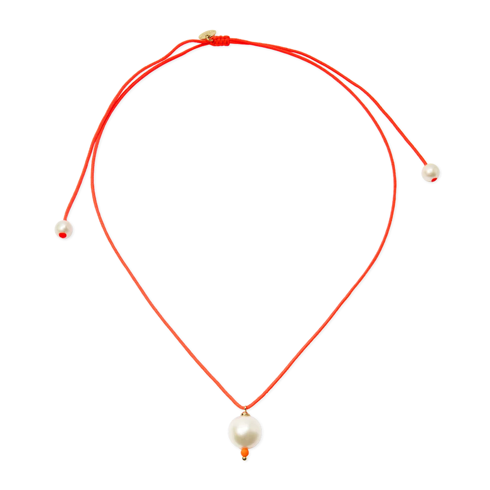One Pearl Necklace on Coloured Cord