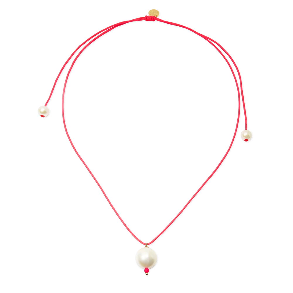 One Pearl Necklace on Coloured Cord
