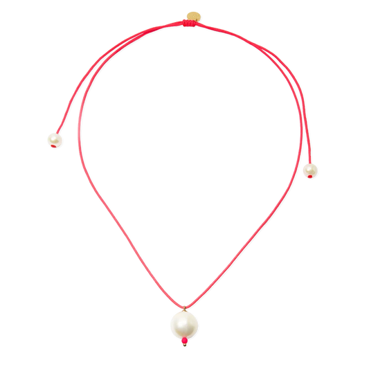 One Pearl Necklace on Coloured Cord