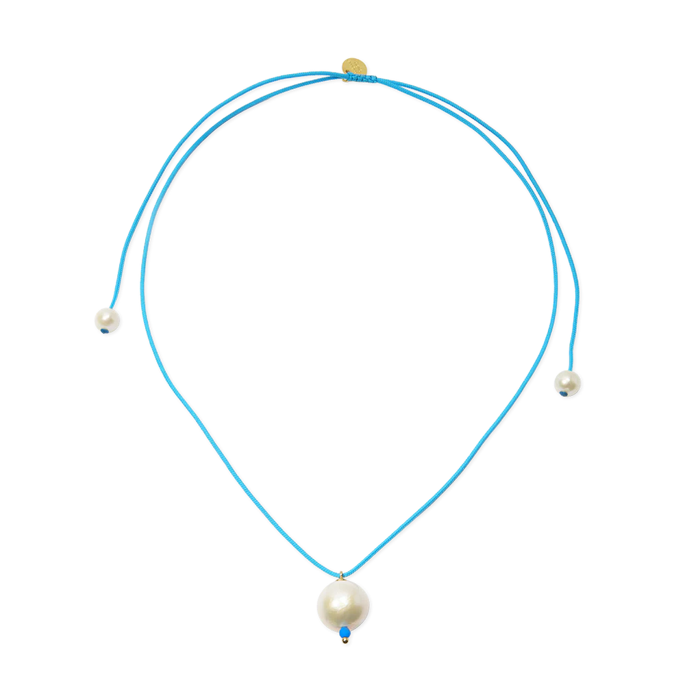 One Pearl Necklace on Coloured Cord