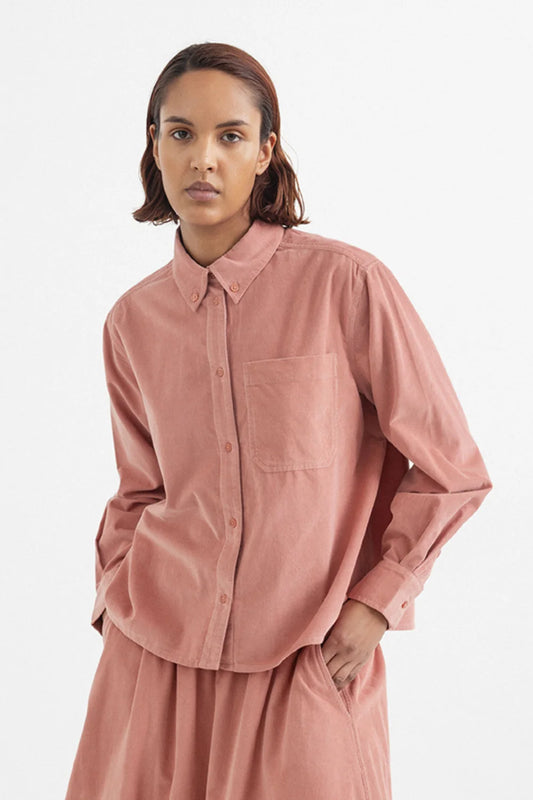 Sable Baby Corduroy Cropped Shirt Old Rose
