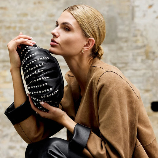 17358 - Santa Clara Studded Clutch Black