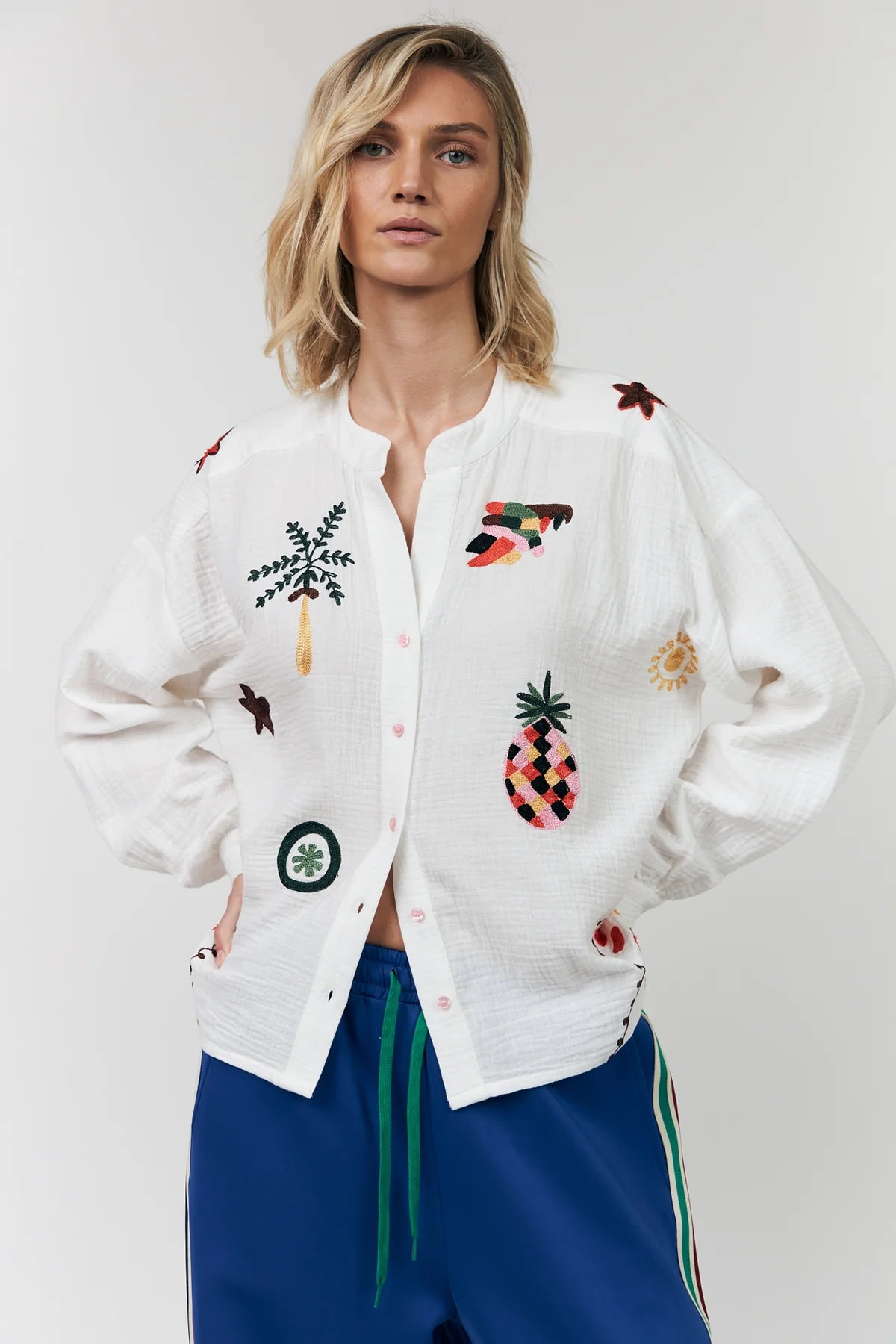 ScottieLL Embroidered Cotton Shirt Creme