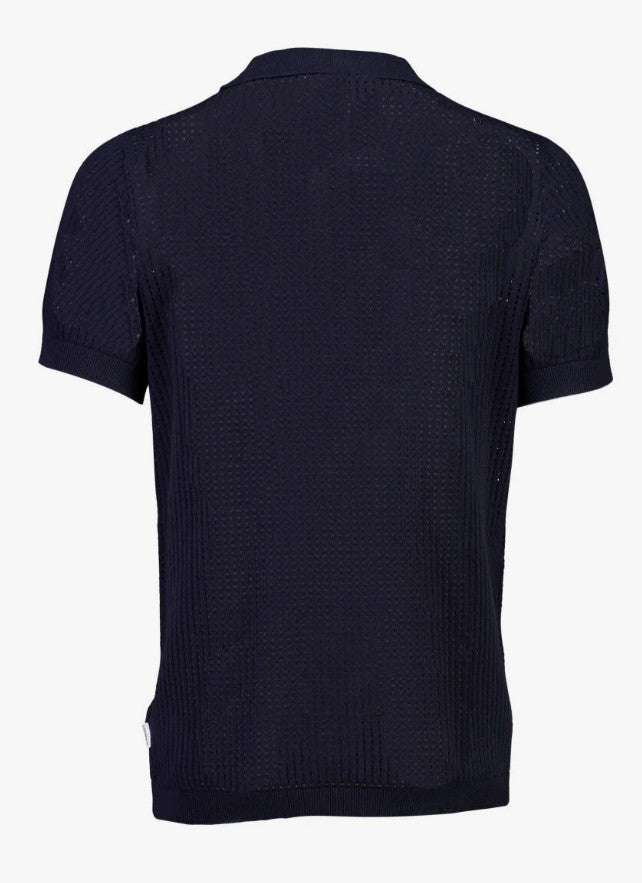 Mens Knitted Polo Shirt Navy