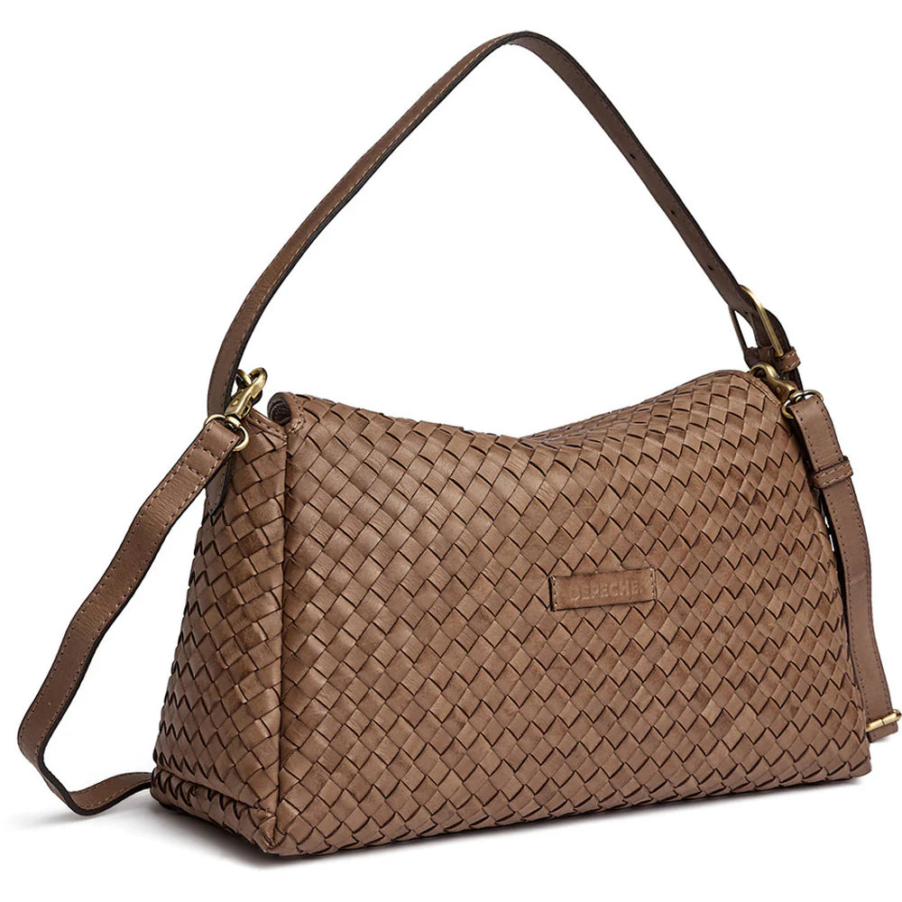 16946 - Sofya Crossover Woven Handbag Taupe