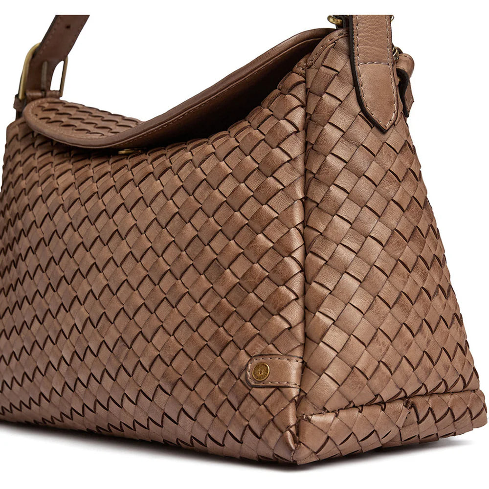 16946 - Sofya Crossover Woven Handbag Taupe