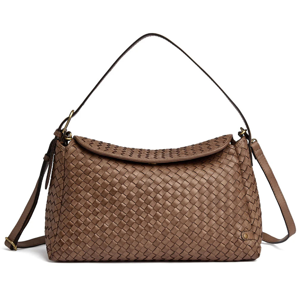 16946 - Sofya Crossover Woven Handbag Taupe