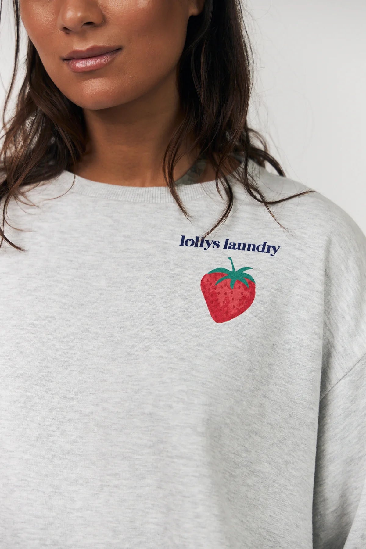 SydneyLL Strawberry Sweatshirt Light Grey