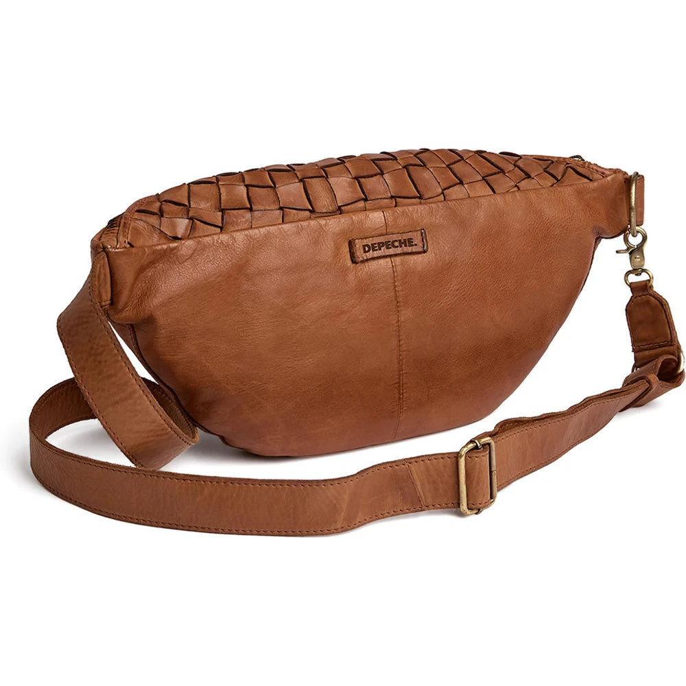 16940 Warsaw Handwoven Leather Bumbag  Vintage cognac
