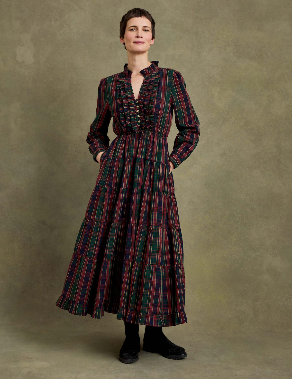 Wenham Tartan Dress Navy