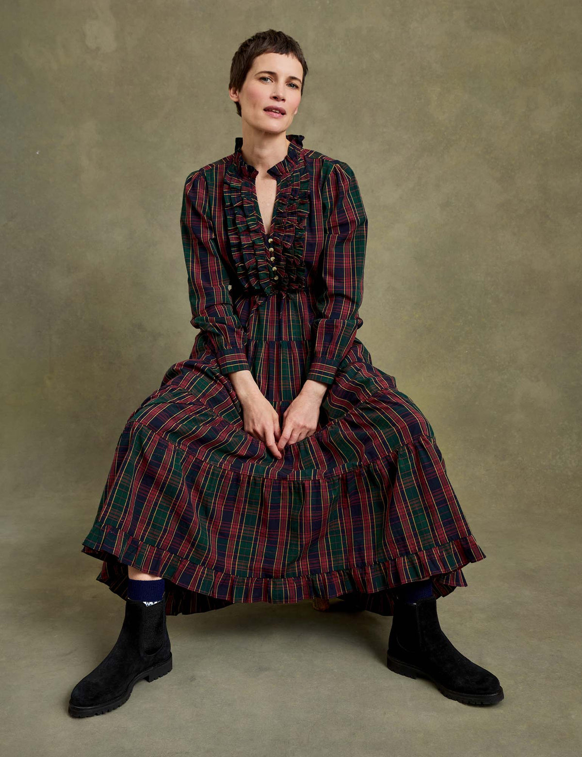 Wenham Tartan Dress Navy