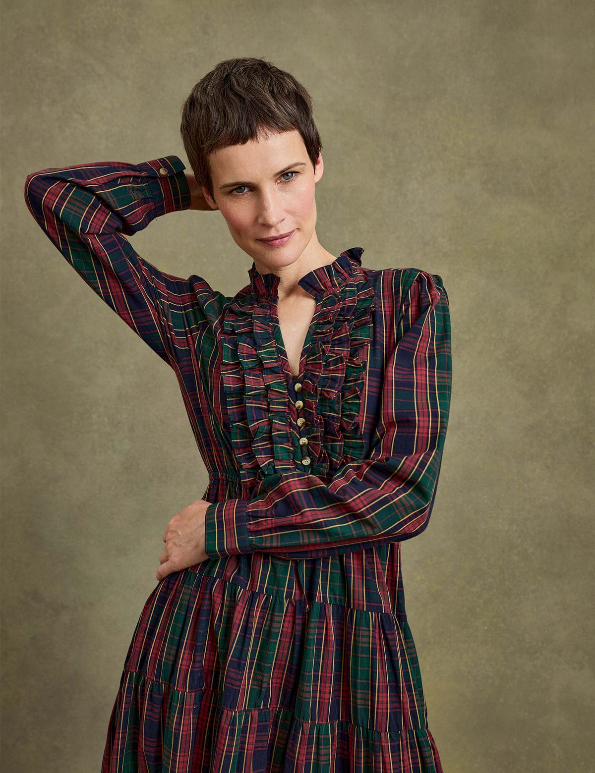 Wenham Tartan Dress Navy