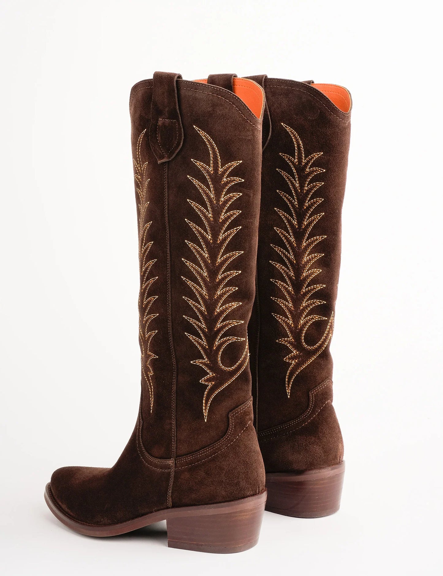 Goldie Suede Embroidered Boots Bitter Chocolate