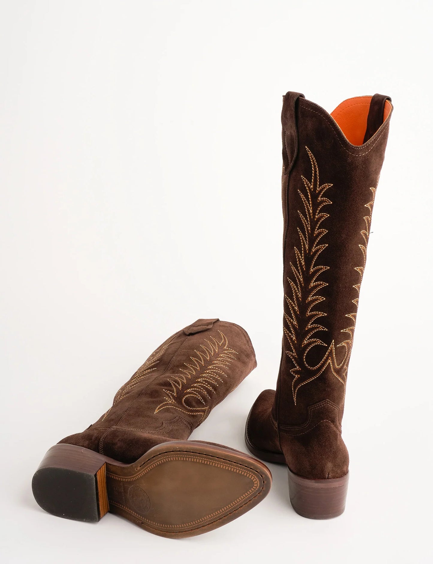 Goldie Suede Embroidered Boots Bitter Chocolate