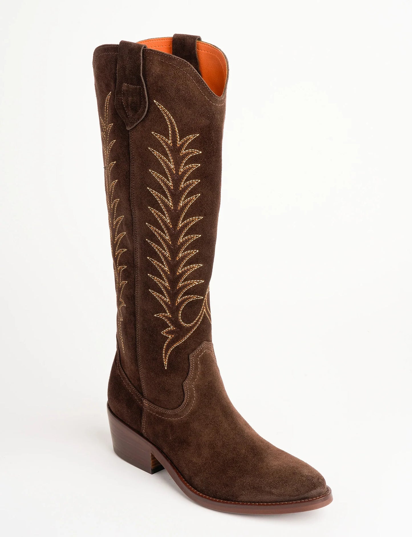 Goldie Suede Embroidered Boots Bitter Chocolate