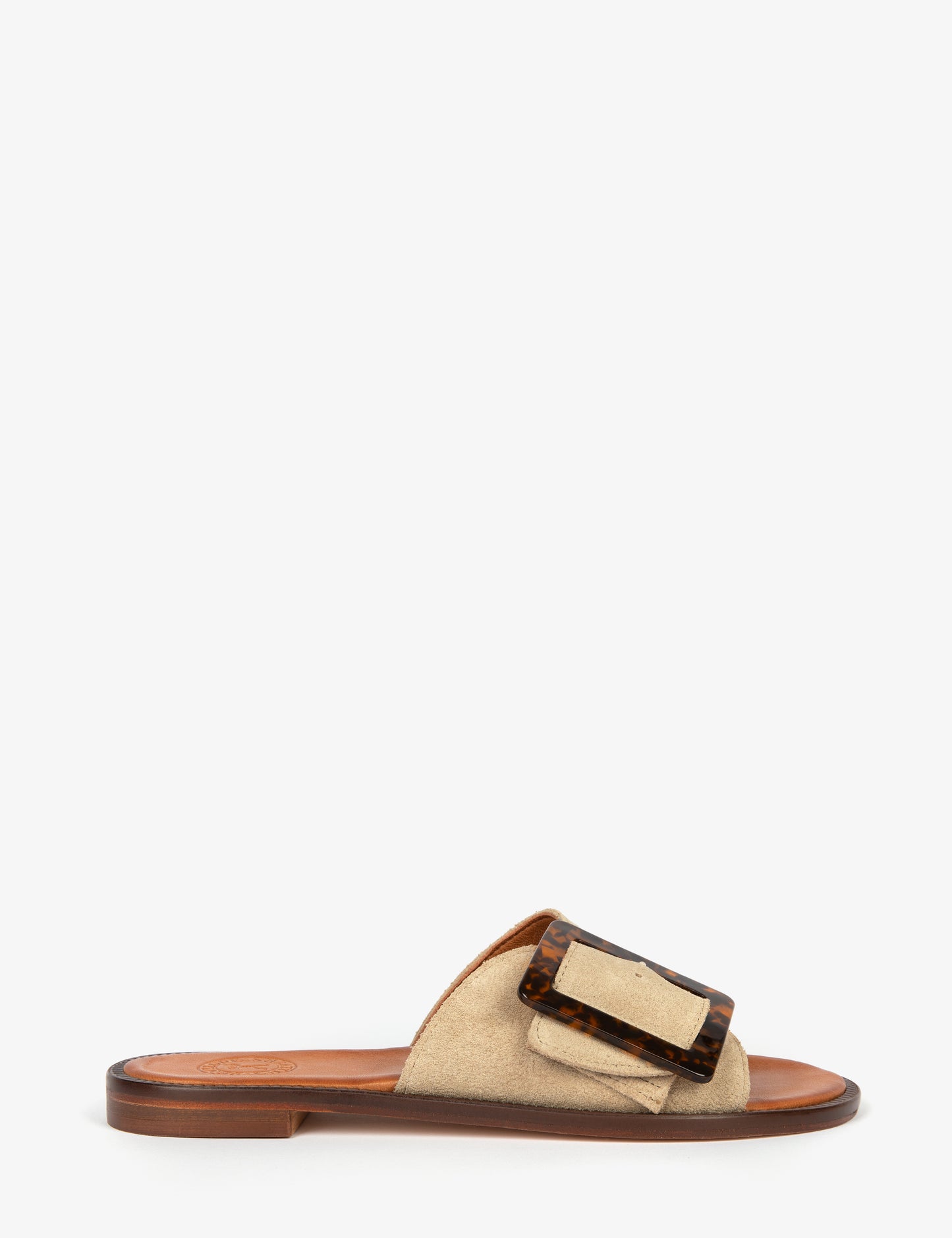 Biarritz Sandal with Oversized Buckle Camel