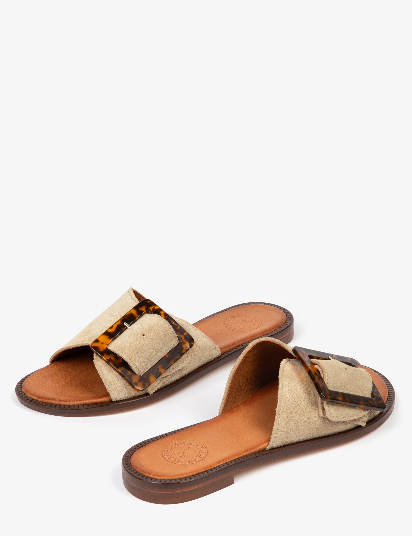 Biarritz Sandal with Oversized Buckle Camel