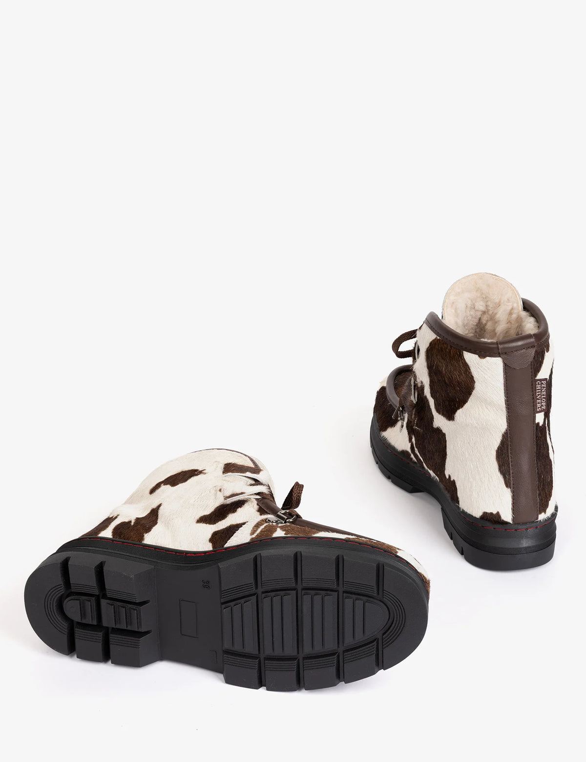 Incredible Friesian Shearling Lined Boots Brown/White