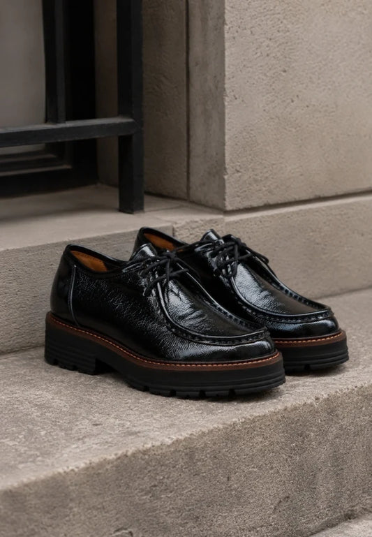 Sienna Patent Leather Laced Loafer Black