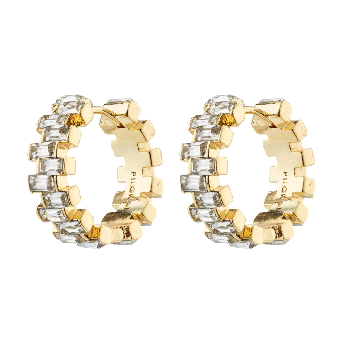 Create Recycled Crystal Hoop Earrings Gold & Silver-plated
