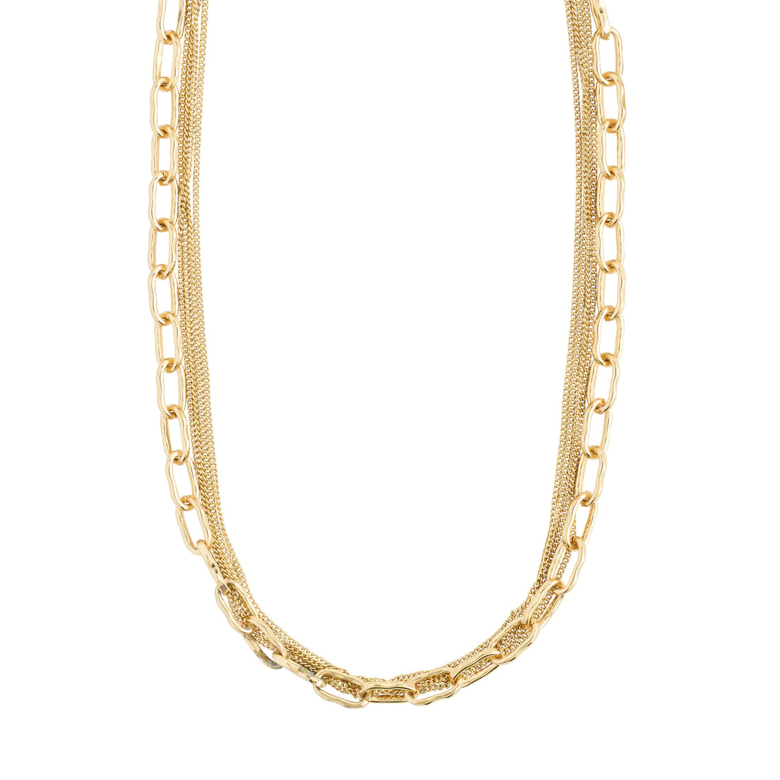 Pause Recycled Cable & Curb Chains Necklace Gold- & Silver-plated