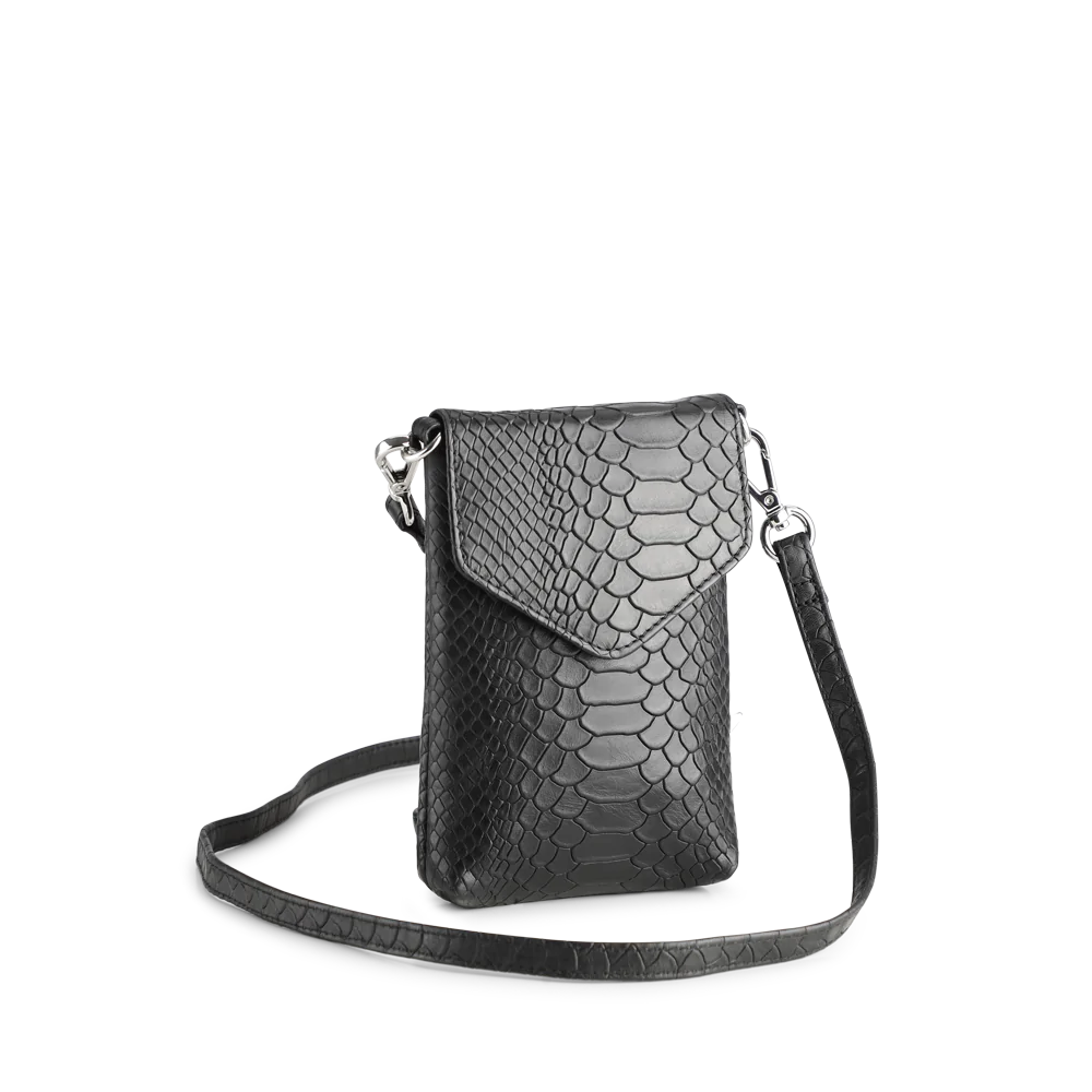 Carly Mobile Bag Calm Croco Black