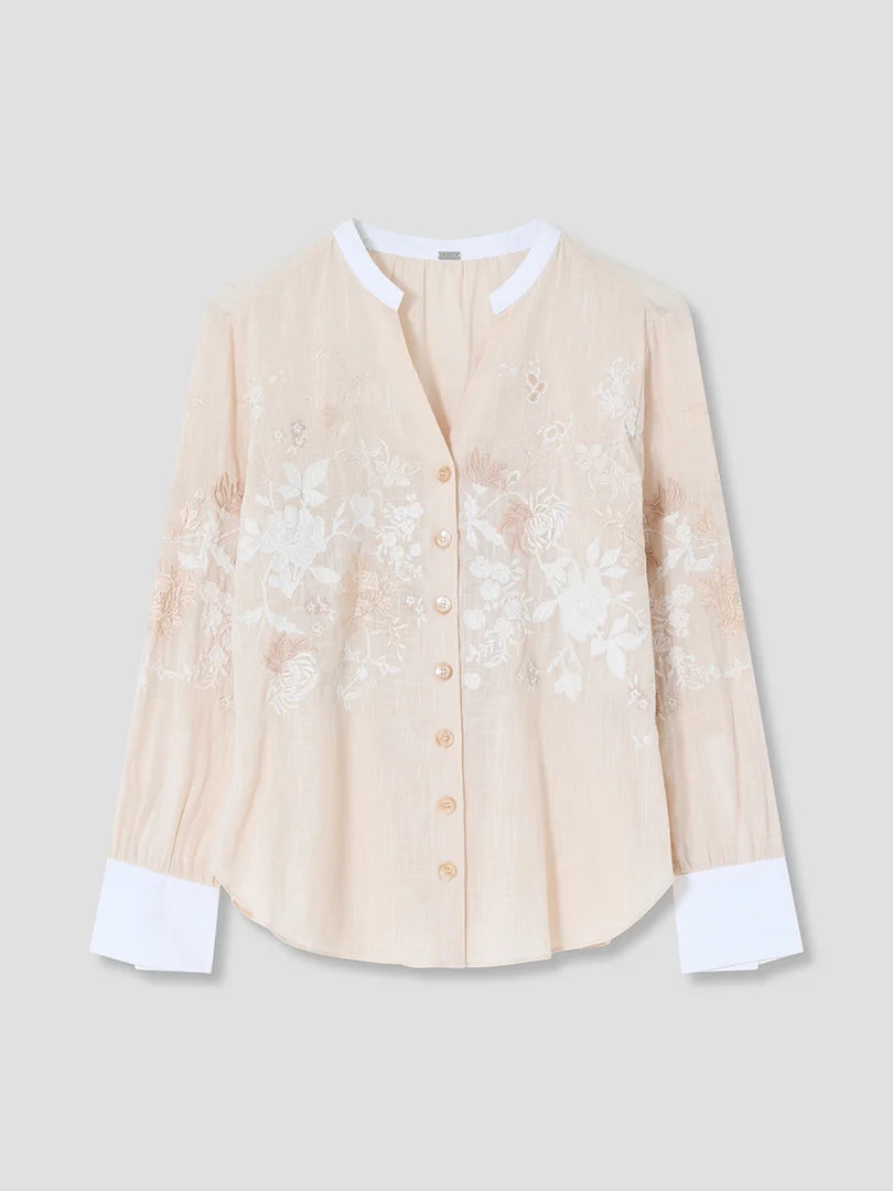 Carmen Embroidery Shirt Creme/White