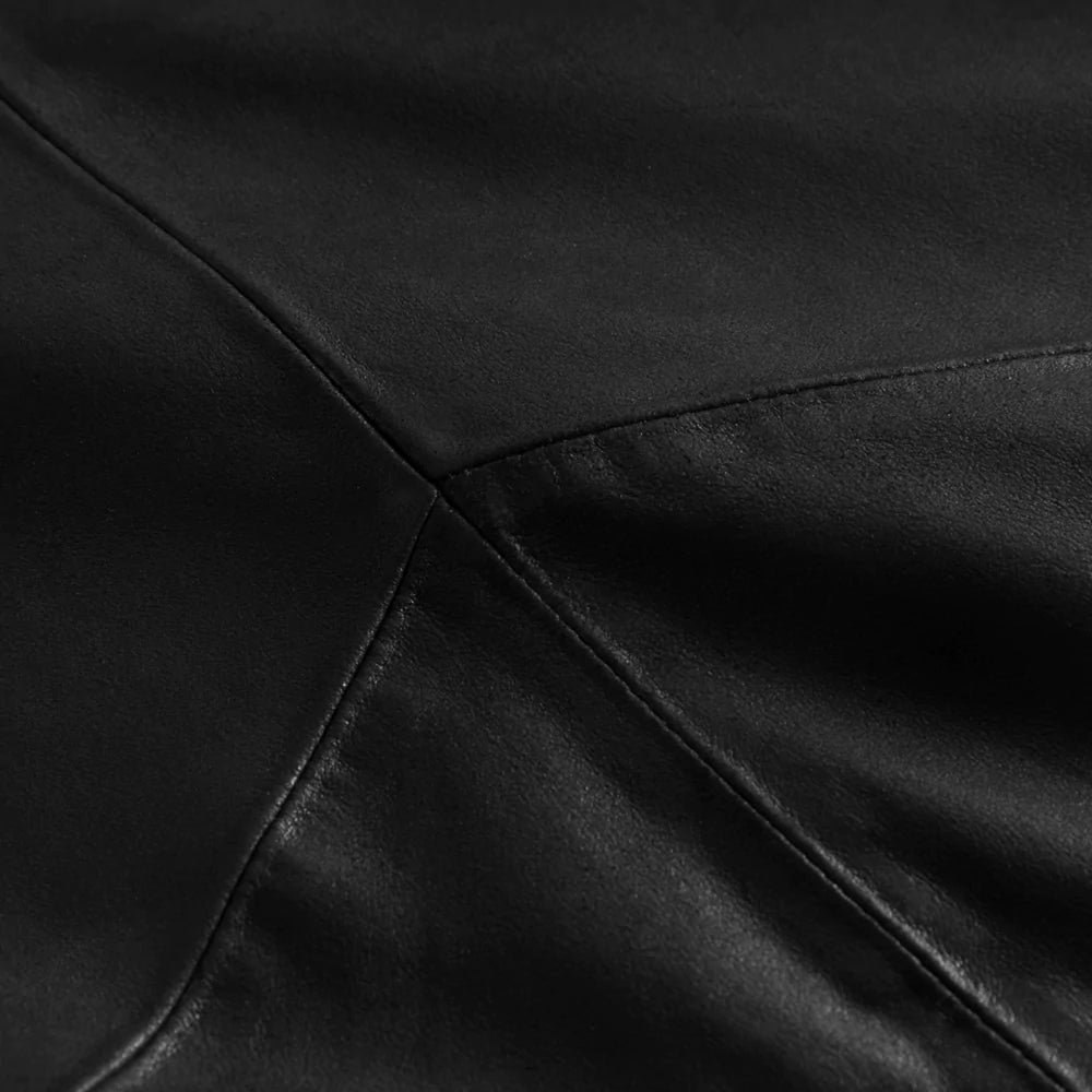 Elegant leather dress with high neck Black