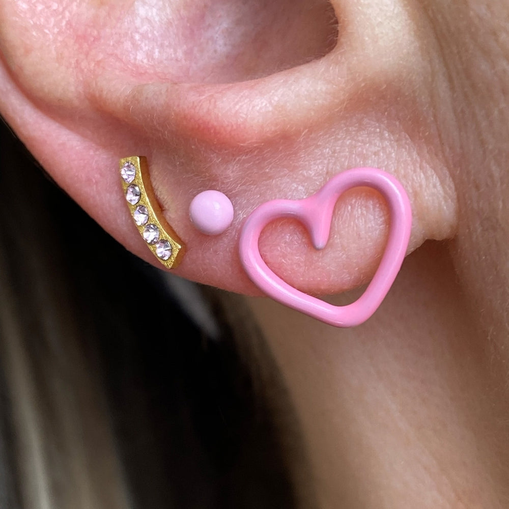 Happy Heart Single Stud Earring Pink