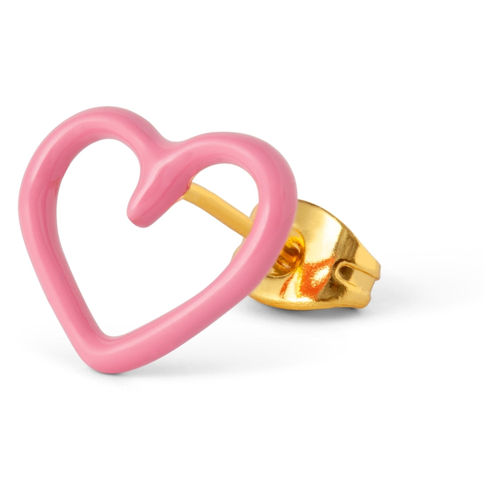 Happy Heart Single Stud Earring Pink
