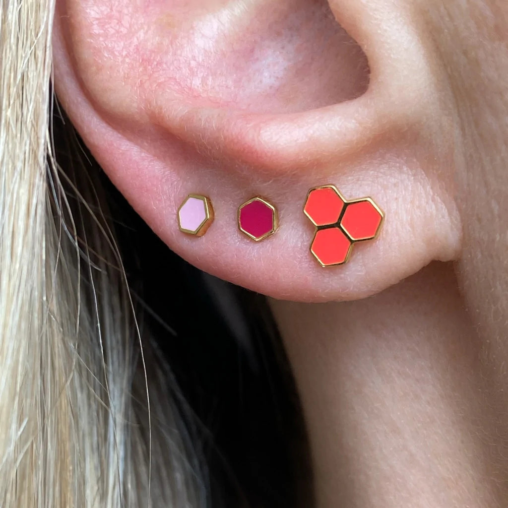 Honey Single Stud Earring Pink/Gold