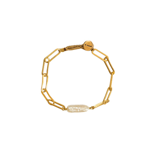 IBU02  Pearl Link Bracelet Gold