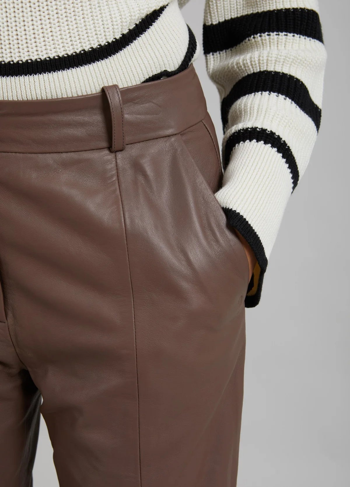 Leather Pants Lucia Fit Spring Brown