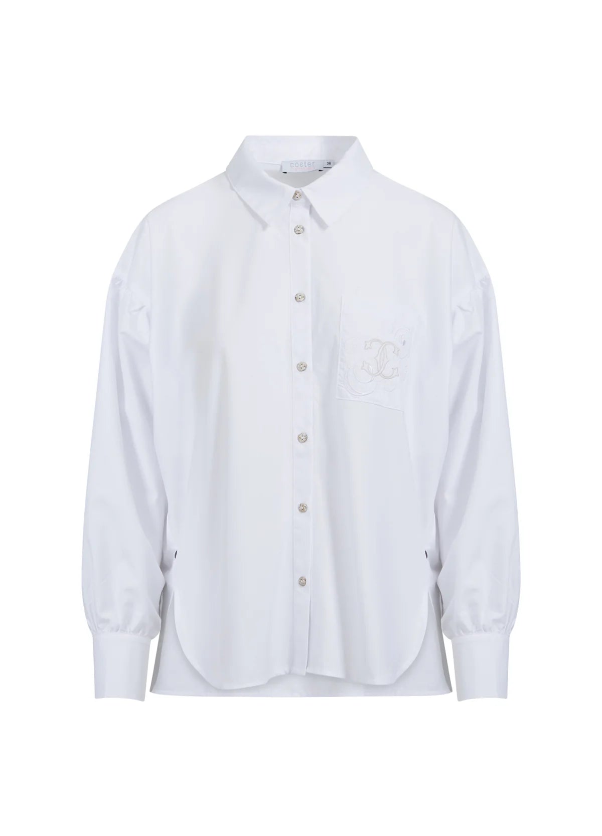 Shirt w. Boxy Fit and Embroidery White
