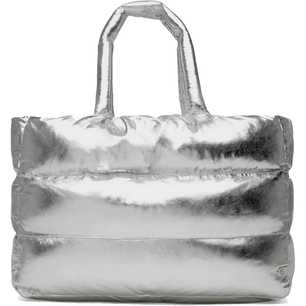 Trendy Shopper Leatherbag w. Padding Silver Metallic 15598