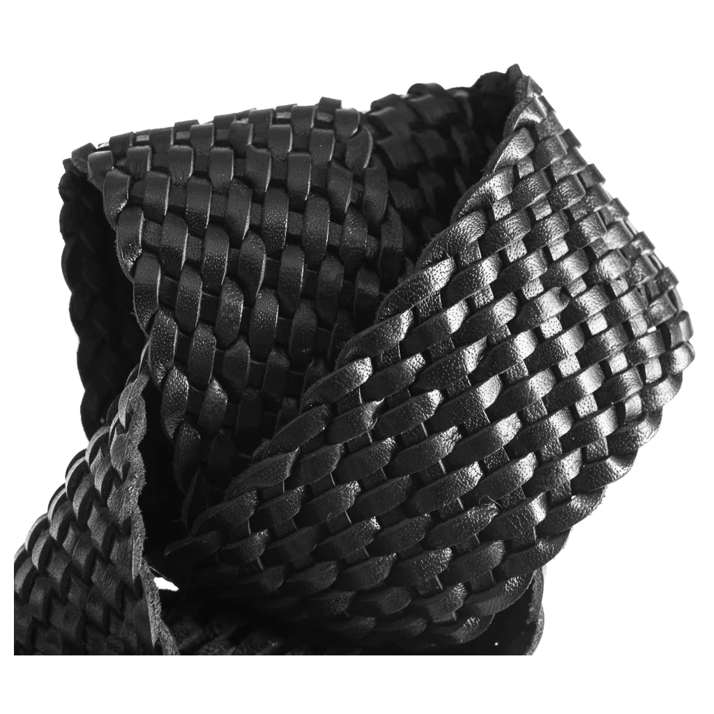 Wide Braided Leather Belt 14656 Black