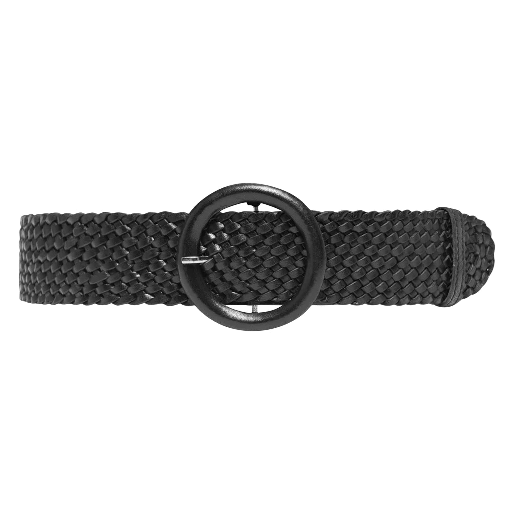 Wide Braided Leather Belt 14656 Black